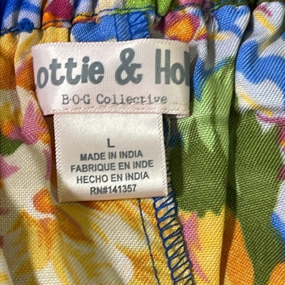 BOG Lottie & Holly Women 2 Piece Set Cropped Tank Shorts Floral Set Pink Blue L - Picture 7 of 8